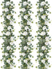 1/2pcs, 70inch/5.9ft Artificial Eucalyptus Wreath With Foam White Roses, Fake Rose Greenery Garland, Suitable For Easter, Mother's Day Decor, Room, Bedroom, Wedding, Party, Table Runner, Valance, Bathroom, Home Decor (White)
