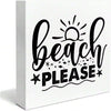 1pc 5*5inch(12.4*12.4cm) Beach Wooden Box Sign Beach House Decor Salty Beach Square Wood Sign Desk Decoration Rustic Coastal Wood Block Box Sign For Shelf Home